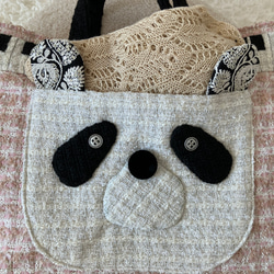 【MIMOSHIGE〜ミモシゲバッグ５号〜パンダちゃん】　ハンドメイド　レッスンバッグ　キッズバッグ　布バッグ　動物柄 3枚目の画像