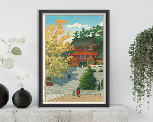 パリ額縁入版画 バリ絵画 風景画 稲刈り W53×H43 田園 L-6 アジアン ウブド
