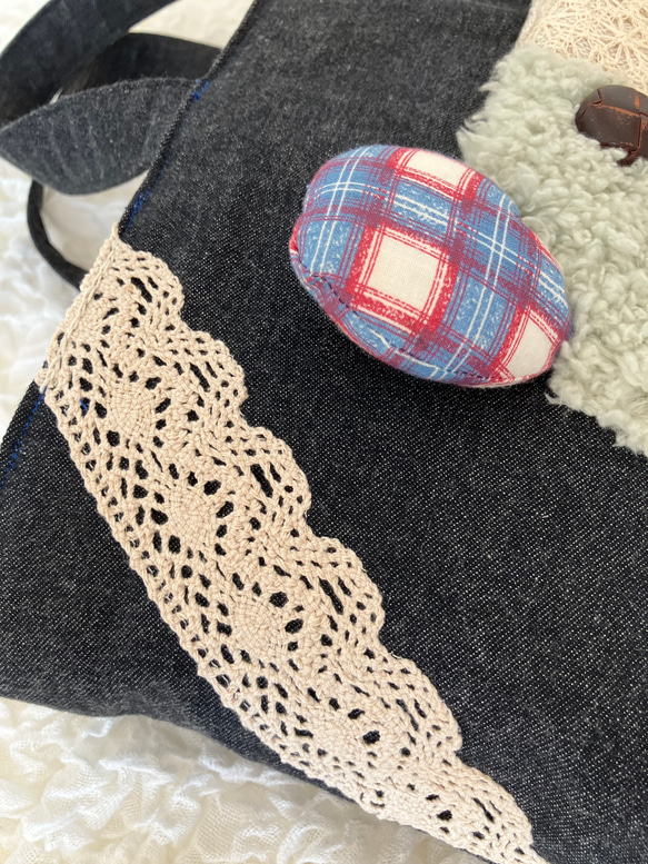 【MIMOSHIGE〜ミモシゲバッグ６号〜くまちゃん】　ハンドメイド　レッスンバッグ　キッズバッグ　布バッグ　動物柄 6枚目の画像