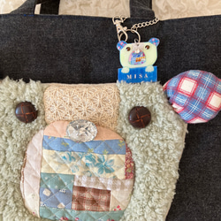 【MIMOSHIGE〜ミモシゲバッグ６号〜くまちゃん】　ハンドメイド　レッスンバッグ　キッズバッグ　布バッグ　動物柄 7枚目の画像