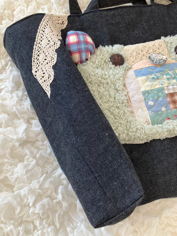 【MIMOSHIGE〜ミモシゲバッグ６号〜くまちゃん】　ハンドメイド　レッスンバッグ　キッズバッグ　布バッグ　動物柄 8枚目の画像
