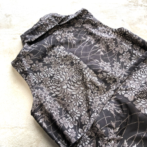 大島紬のジレとワイドパンツ セットアップ 茶 着物リメイク