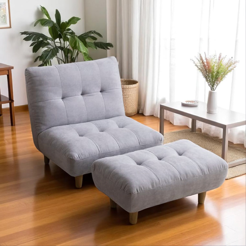 1人掛け オットマン付き ふわふわ もちもち 快適 ソファ 2色展開