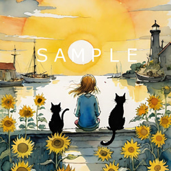 猫と花(新浮世絵画)A4 №s-1997 イラスト shizennokaze 通販