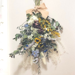 ドライフラワースワッグブーケ＊ナチュラルピンクな可愛い♡bouquet