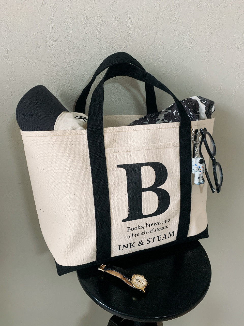 STORY SHOPS  珈琲とインクの香るトート / INK & STEAM  生成り×bk