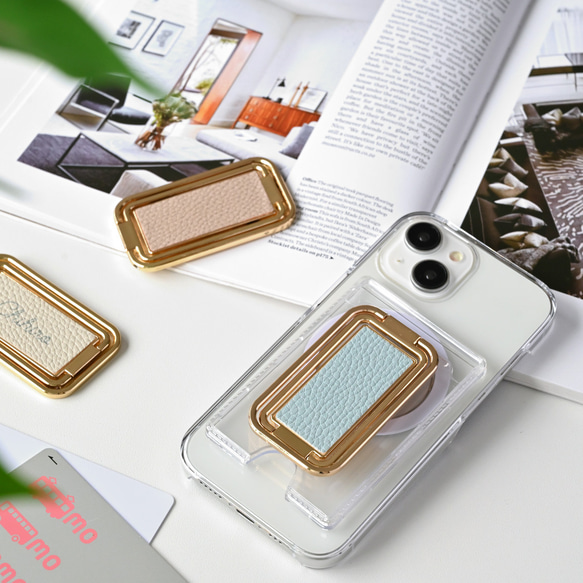 スマホケース 【 カードウォレット 多機能リング付き】 名入れ Simpleフェミニン MagCatch® PA01A 15枚目の画像