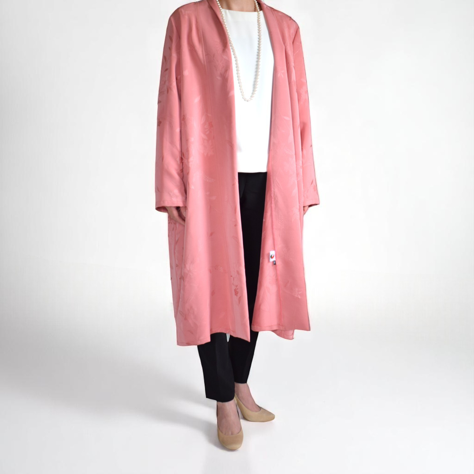 【着物リメイク】カーディガン風羽織コート／ピンク／上品＆華やか／和の一着