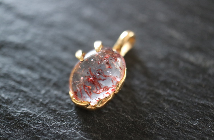 Strawberry Quartz K18ペンダントトップ　（23PT-11)