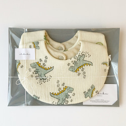 ★あずきミルクドット×モカギンガムチェック★ ハンドメイド　リバーシブル　スタイ ☆あずきミルクドット×モカギンガムチェック☆ ハンドメイド