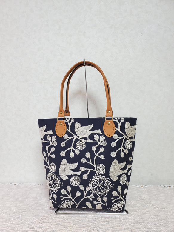 点と線bird garden トートバッグ 点と線模様製作所 bird garden ネイビー×白のトート トート