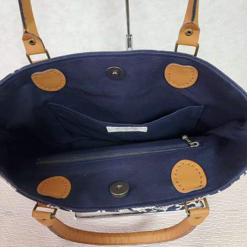 点と線bird garden トートバッグ 点と線模様製作所 bird garden ネイビー×白のトート トート