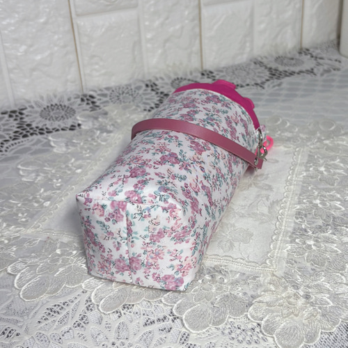 再販】ペットボトルカバー リバティムーンモス/ピュアピンク✿本革持ち