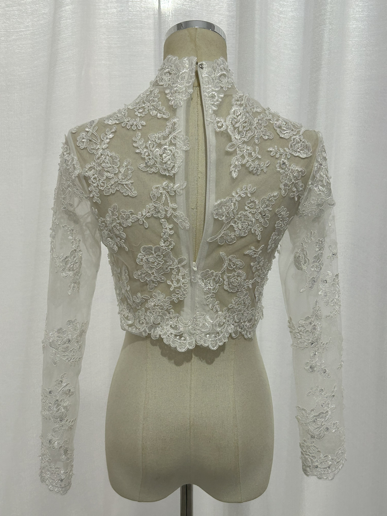 ボレロ エレガントレース ハイネック 長袖 ファスナー 結婚式/披露宴