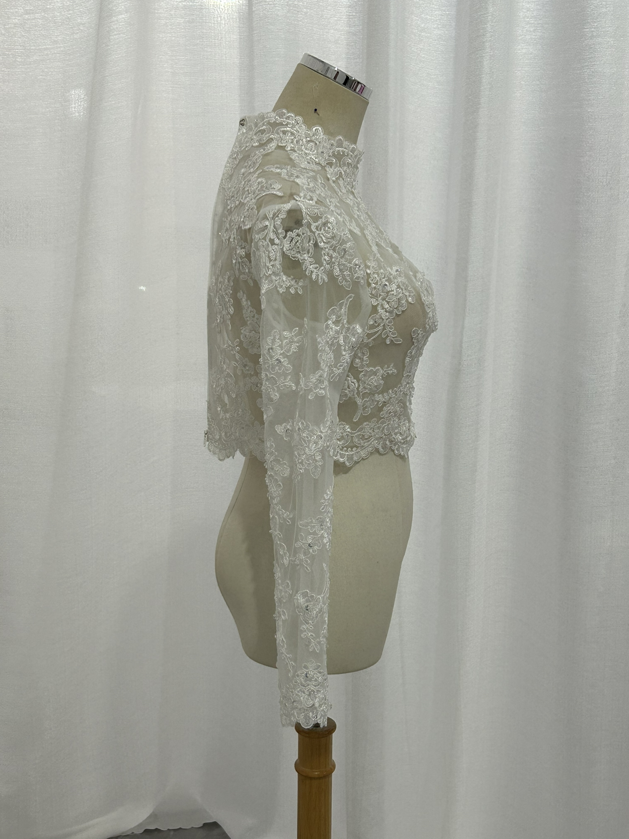 ボレロ エレガントレース ハイネック 長袖 ファスナー 結婚式/披露宴