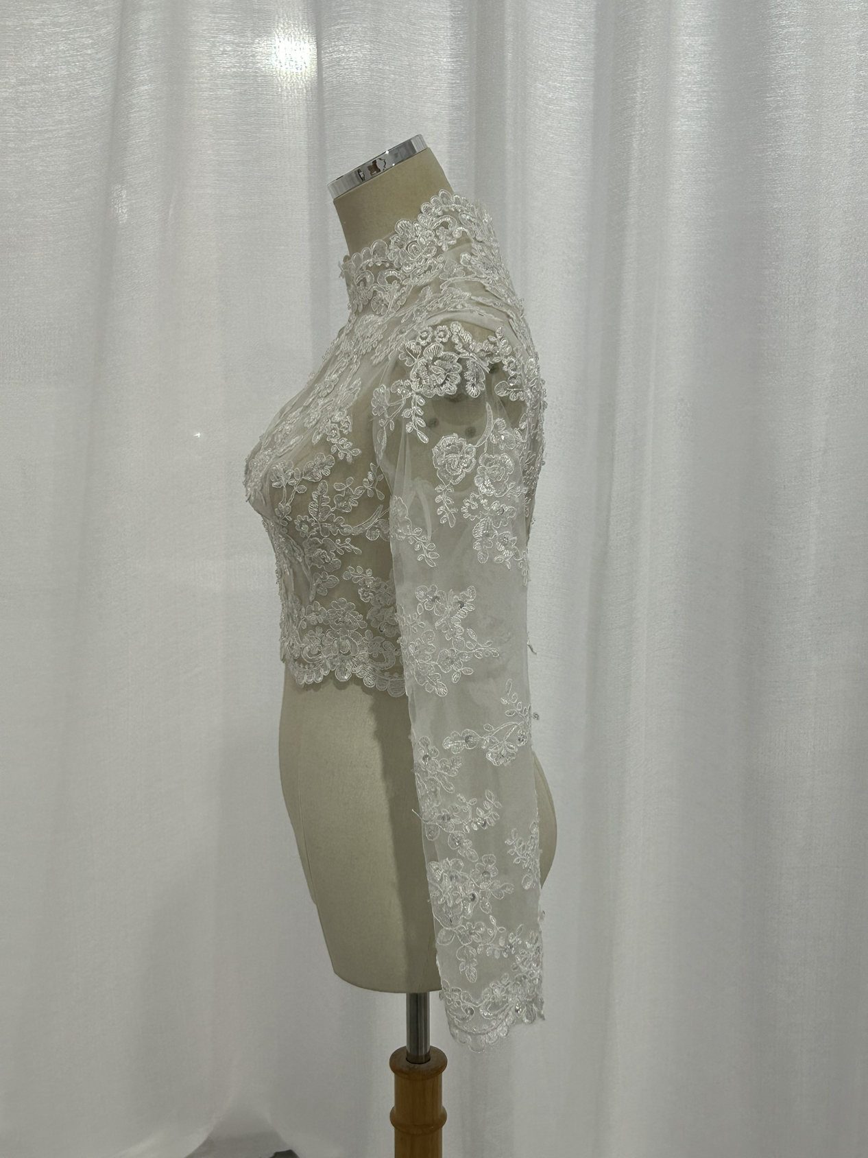 ボレロ エレガントレース ハイネック 長袖 ファスナー 結婚式/披露宴