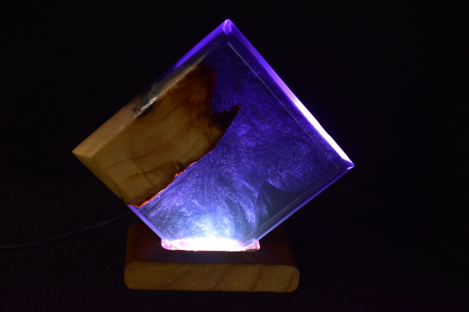 ウッドレジンナイトランプ スクエア型 №168