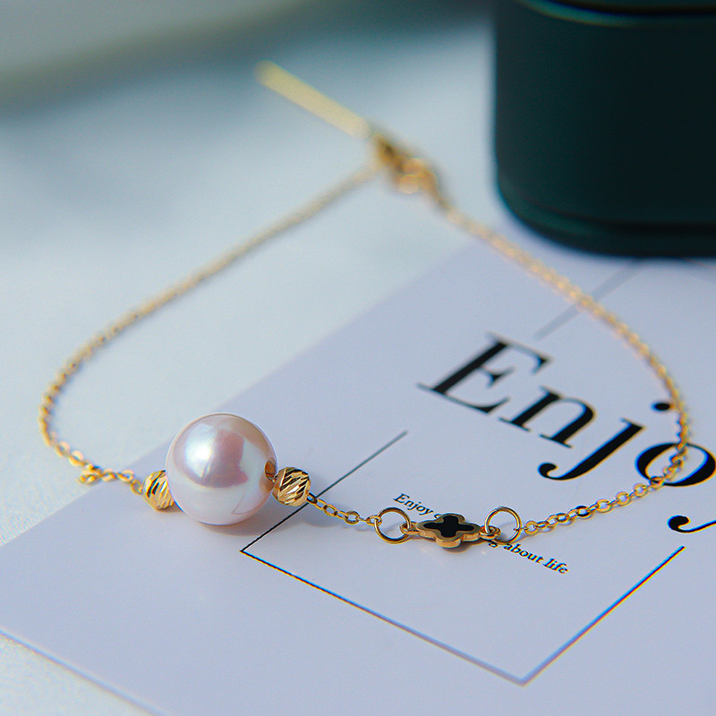 【La Corser】18Kゴールド 天然海水真珠 日本製 7-9.5mm アコヤ真珠象嵌 マザーオブパール レッドカルセドニー