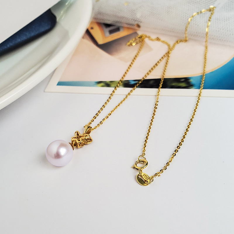 【La Corser】18Kゴールド 天然海水和真珠 7.5-9.5mm アコヤ真珠ペンダントネックレス ペンダント エレガント