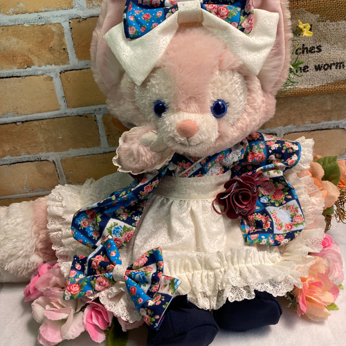 【即納】 ステラルーSサイズ☆水色花柄 和モダン 浴衣ドレス6点 ぬいぐるみ