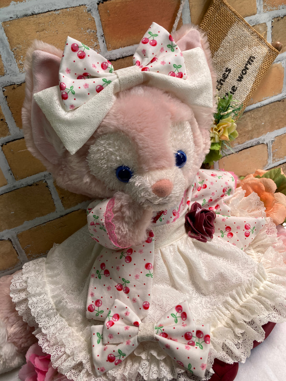 最高級のスーパー リーナベルSサイズ☆さくらんぼ柄 浴衣ドレス6点 和モダン ぬいぐるみ