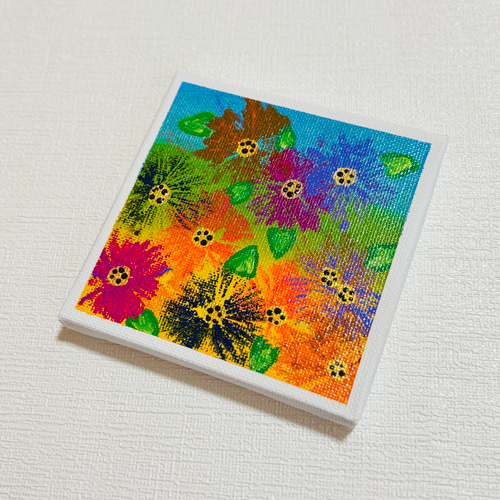 10cm】ハイビスカス キャンバスアート 原画 カラフル 色の力 運気