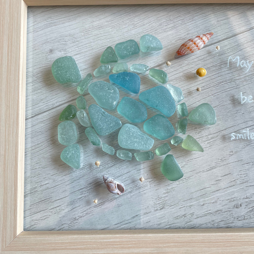 シーグラス ウミガメ シーグラスアート インテリア雑貨 置物 ガラス