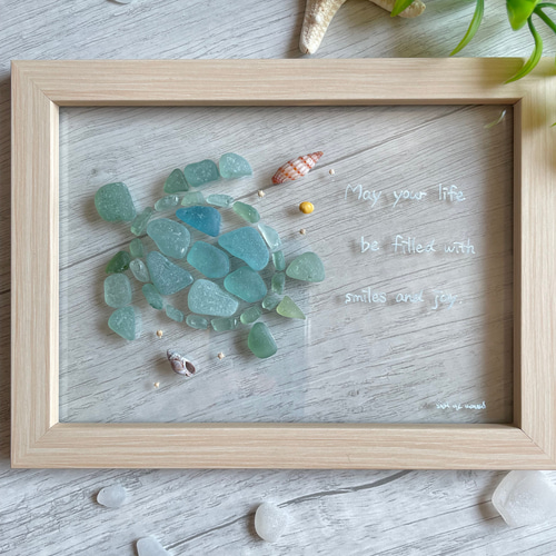 シーグラス ウミガメ シーグラスアート インテリア雑貨 置物 ガラス