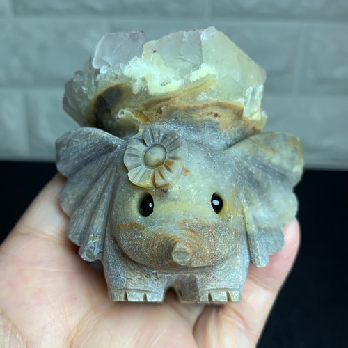 天然石水晶のもも　置物　彫物NO.090411 天然石水晶のもも 置物 彫物NO.090411 天然石水晶のもも 置物