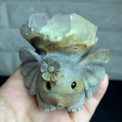 天然水晶彫刻象の置物貴州紫縁蛍石原石とてもかわいい その他