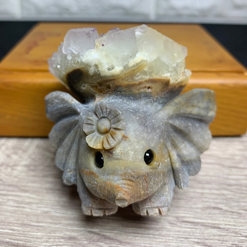 天然水晶彫刻象の置物貴州紫縁蛍石原石とてもかわいい その他置物 Like