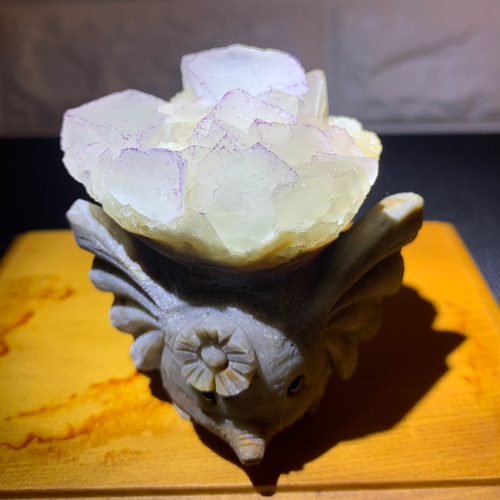 天然石水晶のもも　置物　彫物NO.090411 天然石水晶のもも 置物 彫物NO.090411 天然石水晶のもも 置物