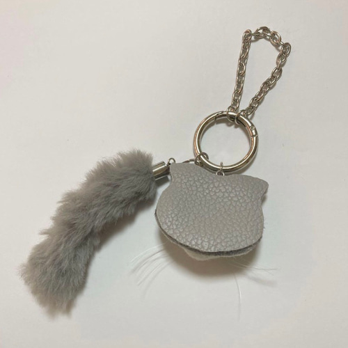 羊毛フェルト 猫バッグチャーム スコティッシュフォールド ファー