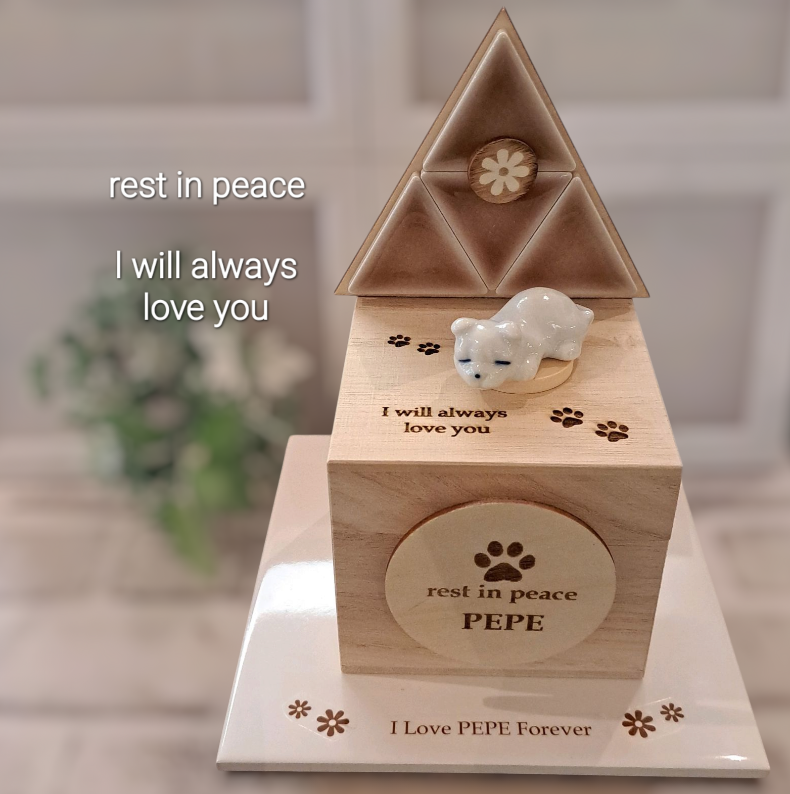 【可愛いペット仏具】分骨壺+分骨ケース・名入れつき・眠り犬 シリーズ・犬専用 手元供養 ペット供養