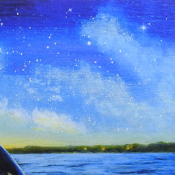 A4アートプリント「オルカが見た空」/複製画/シャチ/海/星/額なし 5枚目の画像