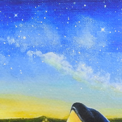 A4アートプリント「オルカが見た空」/複製画/シャチ/海/星/額なし 4枚目の画像
