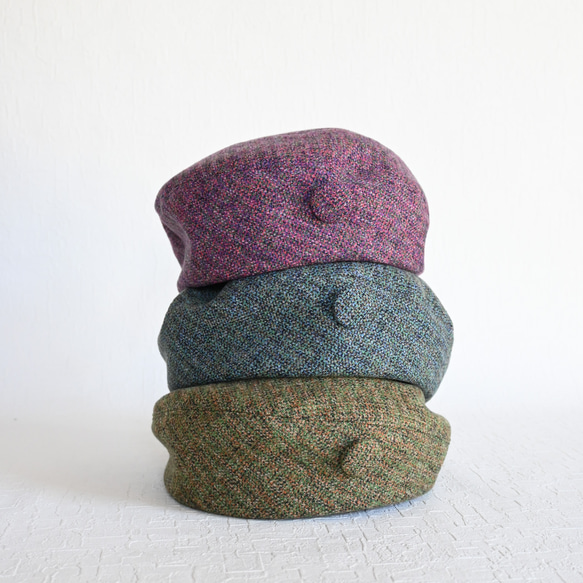 ＊maron.様専用オーダーページ＊サークルベレーコットンツイードミックス３点 2枚目の画像