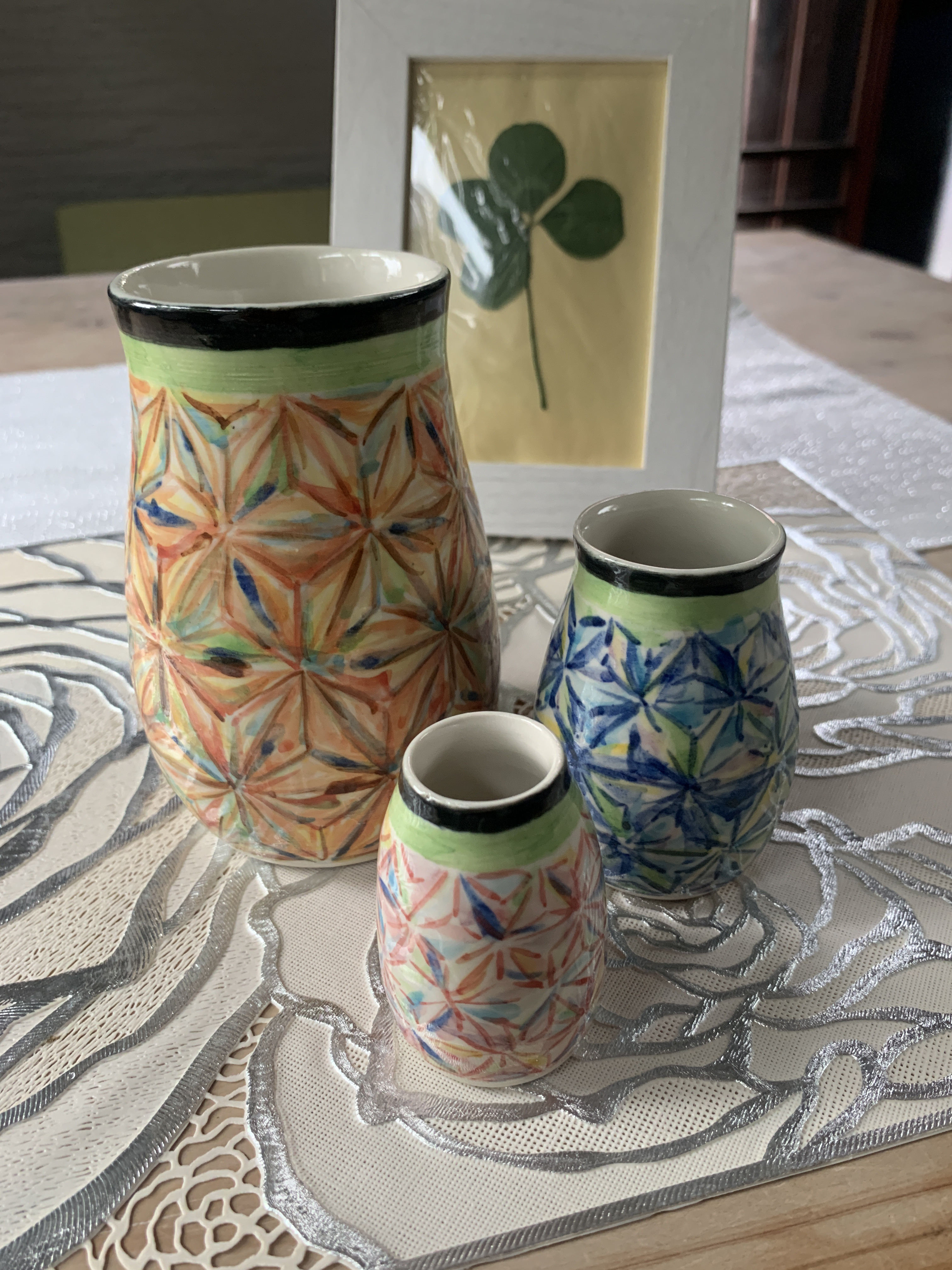 ふんわり麻の葉花びんセット（大中小）