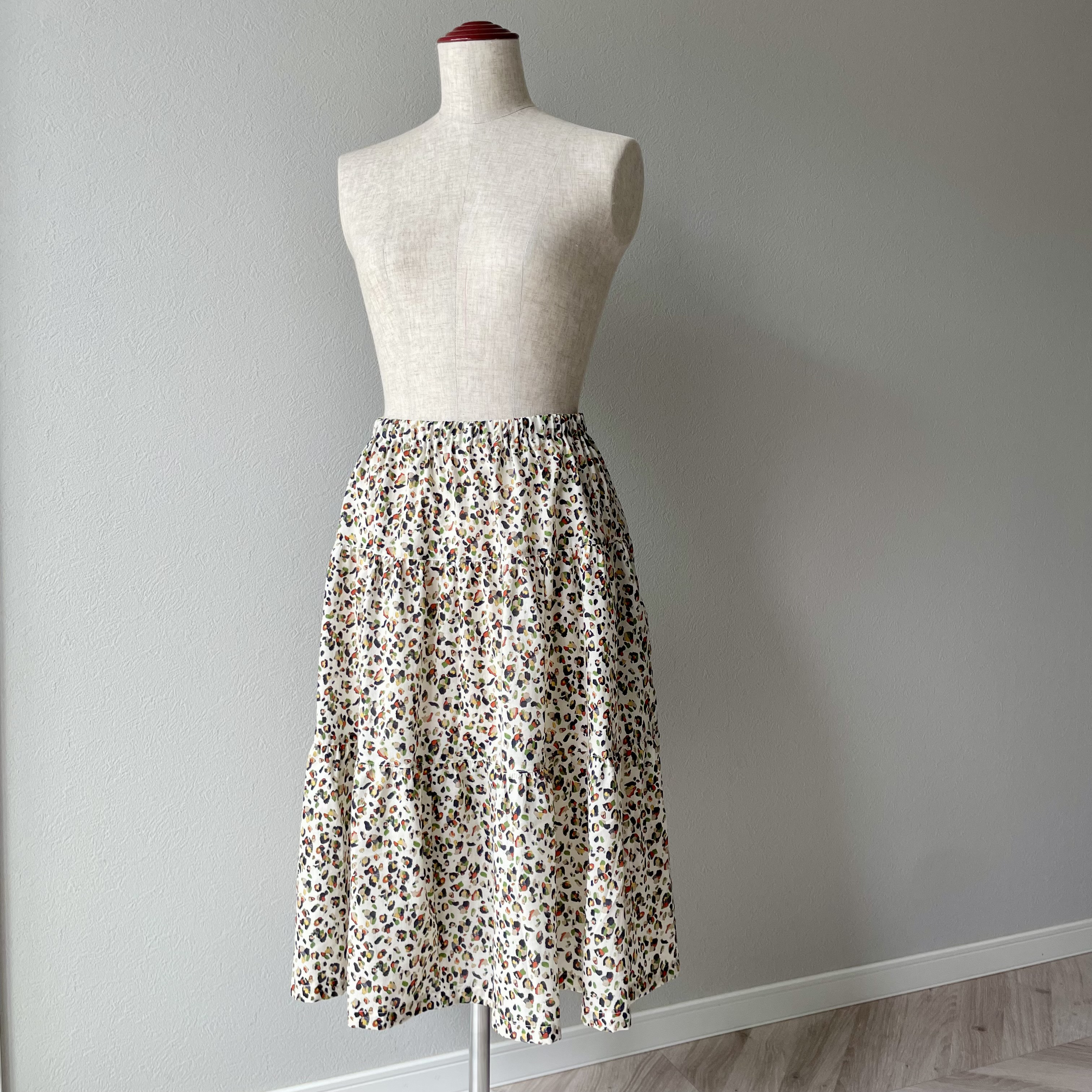 フランス産ローンコットン　ギャザースカート　ベージュ