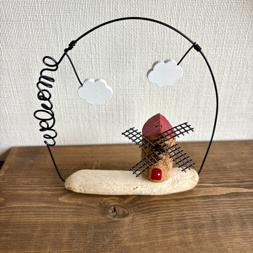 ワインコルクの風車と雲のオブジェ 置き型・吊り下げ（K-10） その他