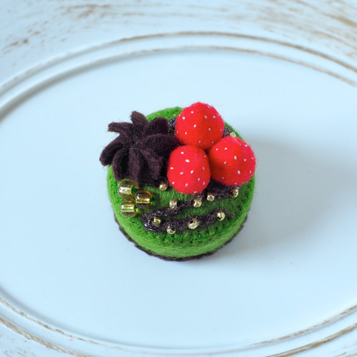 抹茶とチョコのケーキ フェルトケーキ フェルト雑貨 フェルトままごと