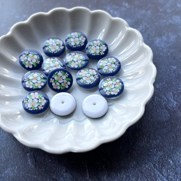 【2個】ヴィンテージカボション＊花柄＊ラウンド13mm 3枚目の画像