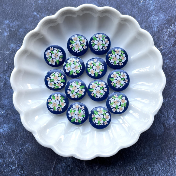 【2個】ヴィンテージカボション＊花柄＊ラウンド13mm 2枚目の画像