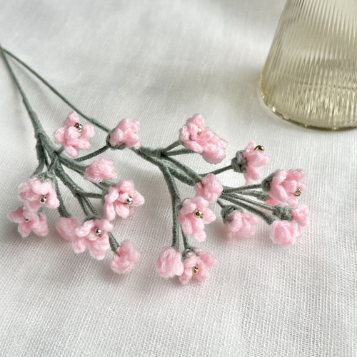 かぎ針花束 クロシェフラワー かすみ草 毛糸のお花 枯れないお花 クロシェフラワー 毛糸 鍵