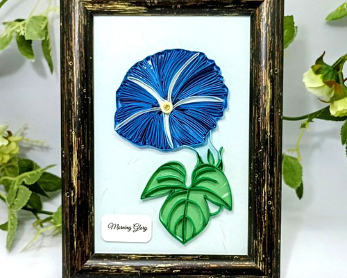 ペーパークイリング　ブルーのお花プレート ペーパークイリング ブルーのお花プレート