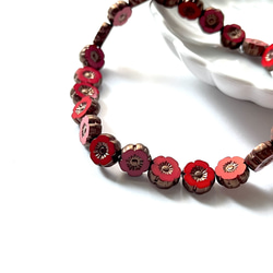 【4個】チェコガラスビーズ＊フラワー＊レッド 1枚目の画像