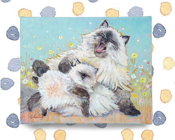 【一点物】『　ほのぼの　（ヒマラヤン）　』油絵 F3号　油彩　油画　絵画 一点物】『 ほのぼの （ヒマラヤン） 』油絵 F3号 油彩 油画