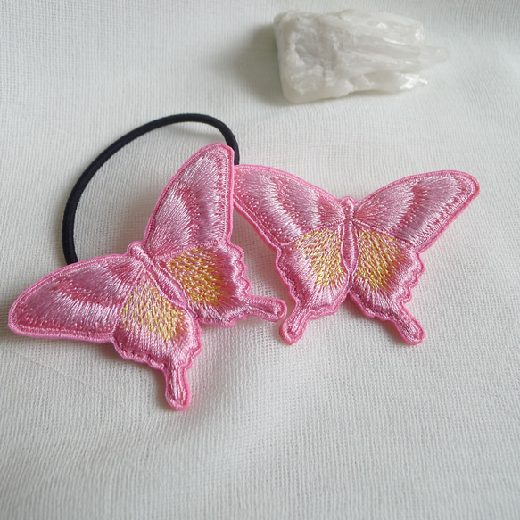 ピンクとレモンイエローアゲハ蝶ブローチ 9枚目の画像