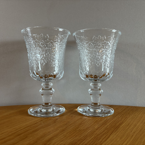 フランスの古いワイングラス アンティーク ブロカント 【ペアグラス