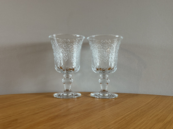 フランスの古いワイングラス アンティーク ブロカント 【ペアグラス